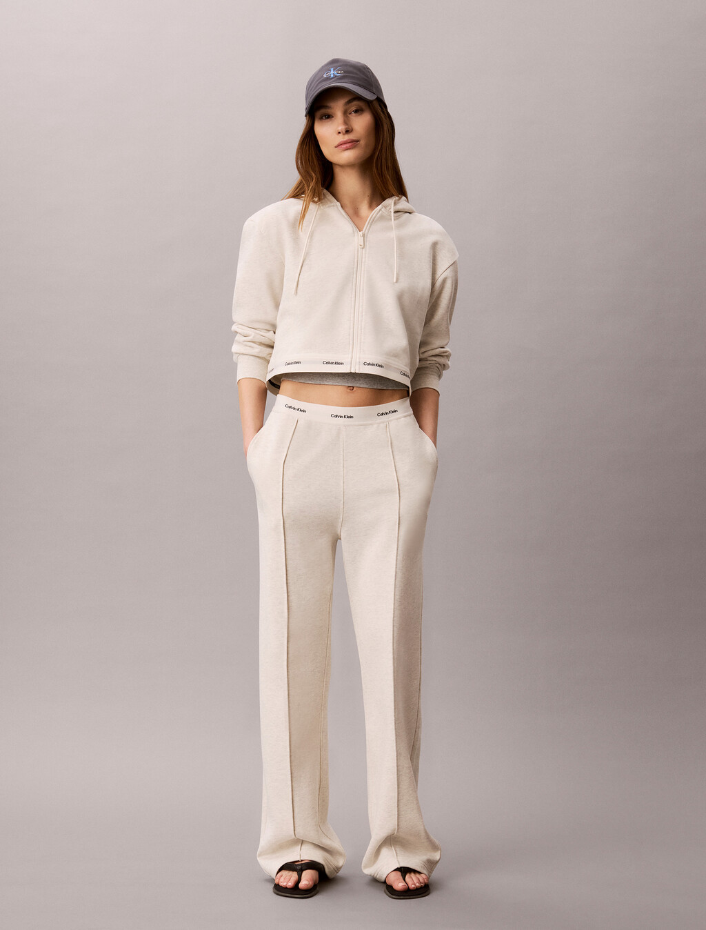 Joggers de pierna ancha con cintura con logotipo
