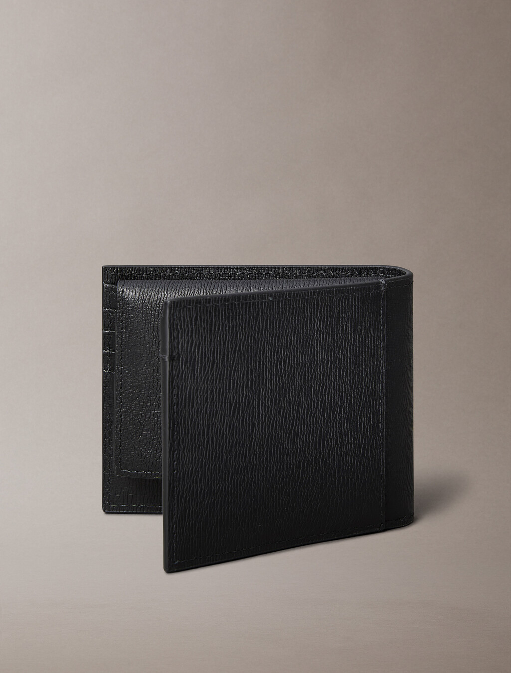 Billetera doble con bolsillo para monedas de cuero Saffiano