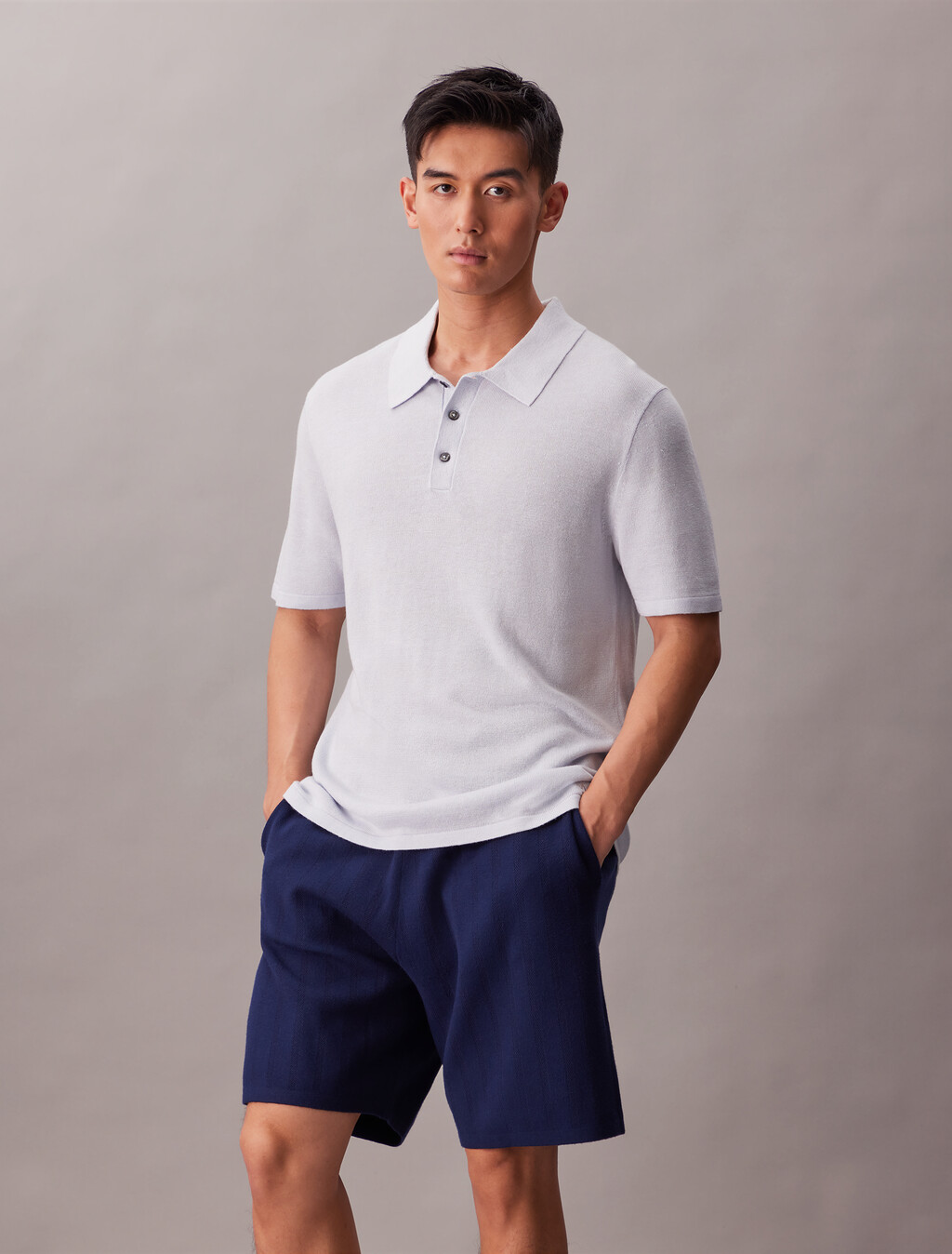 Camiseta polo clásica de mezcla de lino