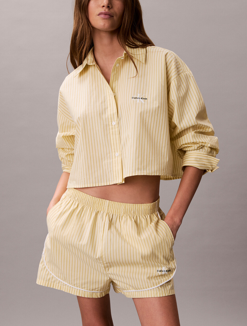 Pijama corto de popelín de algodón