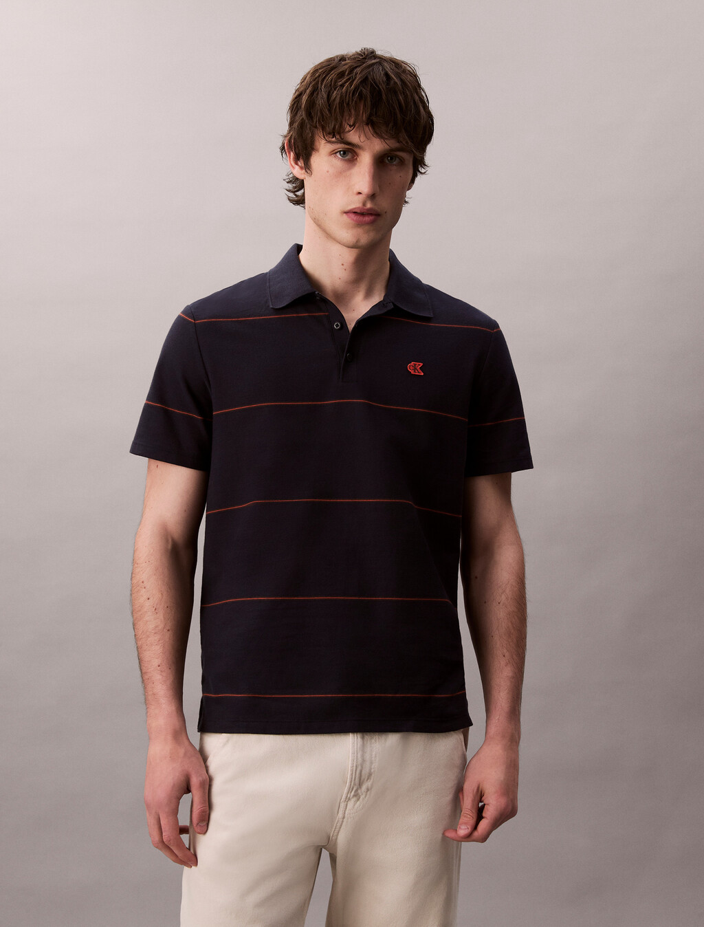 Camiseta polo fácil con estampado de rayas texturizadas