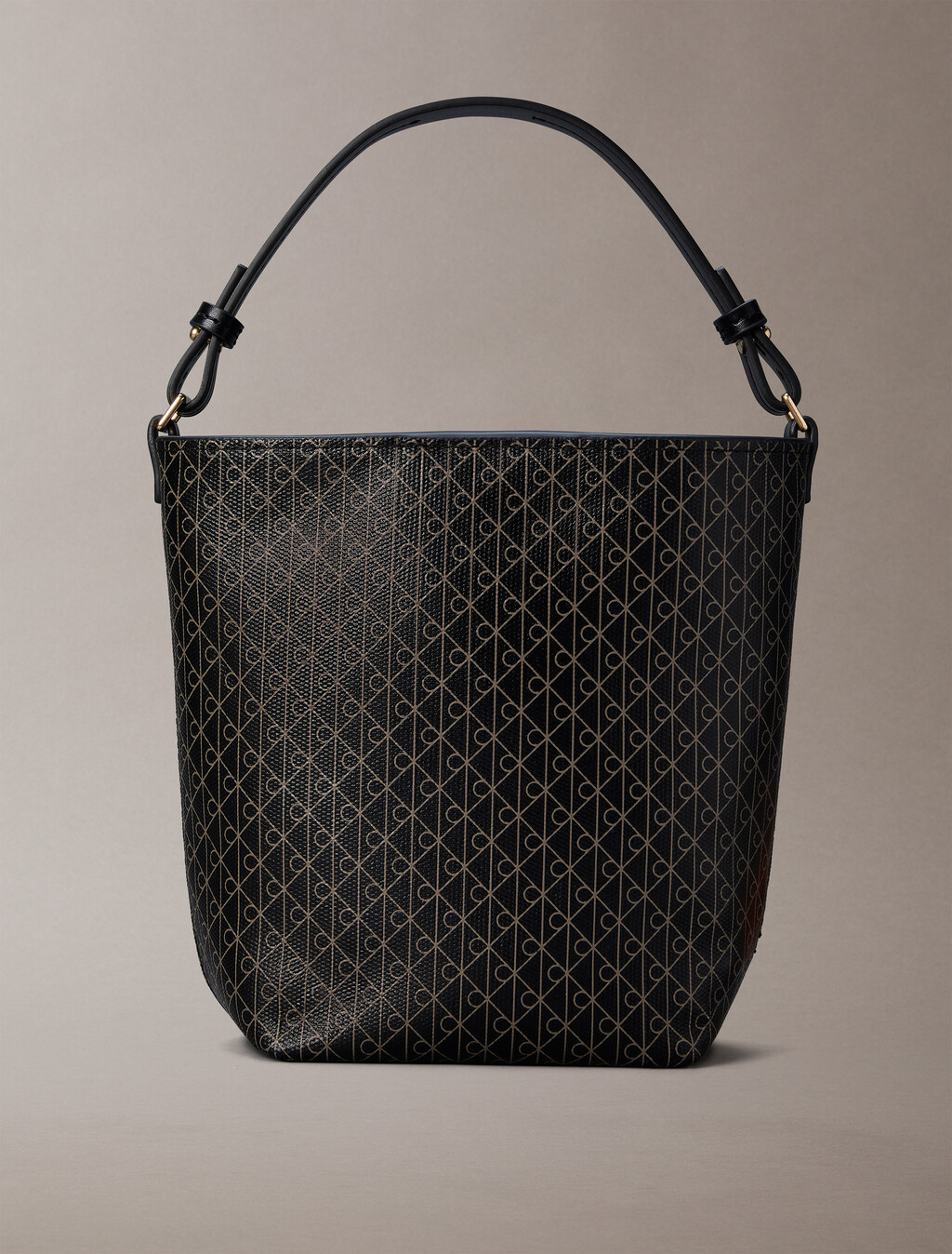 Bolso tipo cubo con estampado de logotipo de emblema