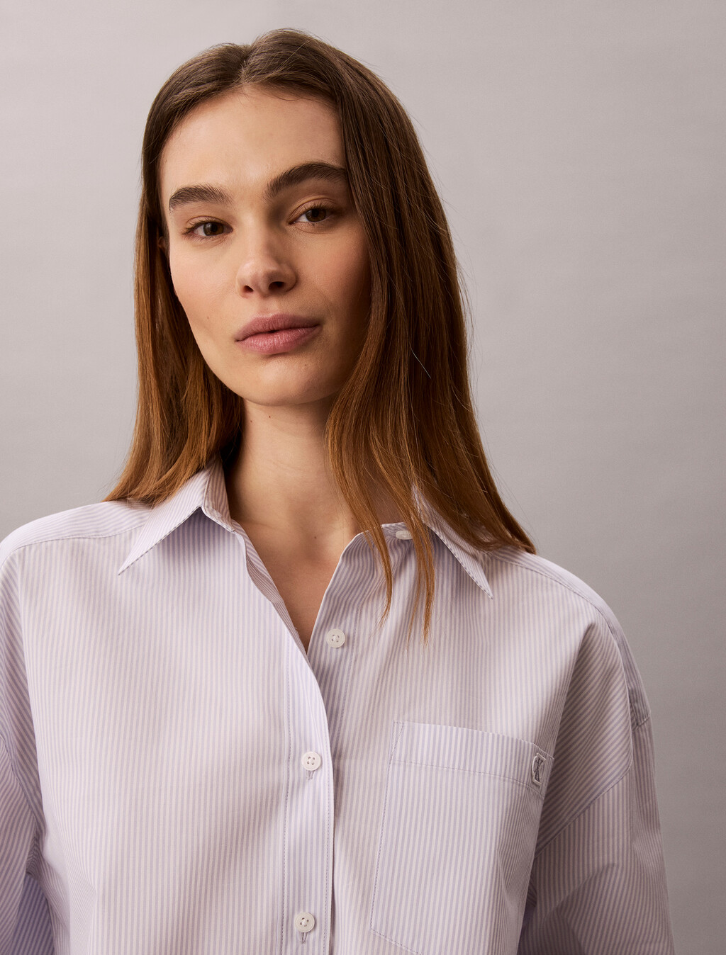 Camisa Corta de Popelín de Algodón con Rayas