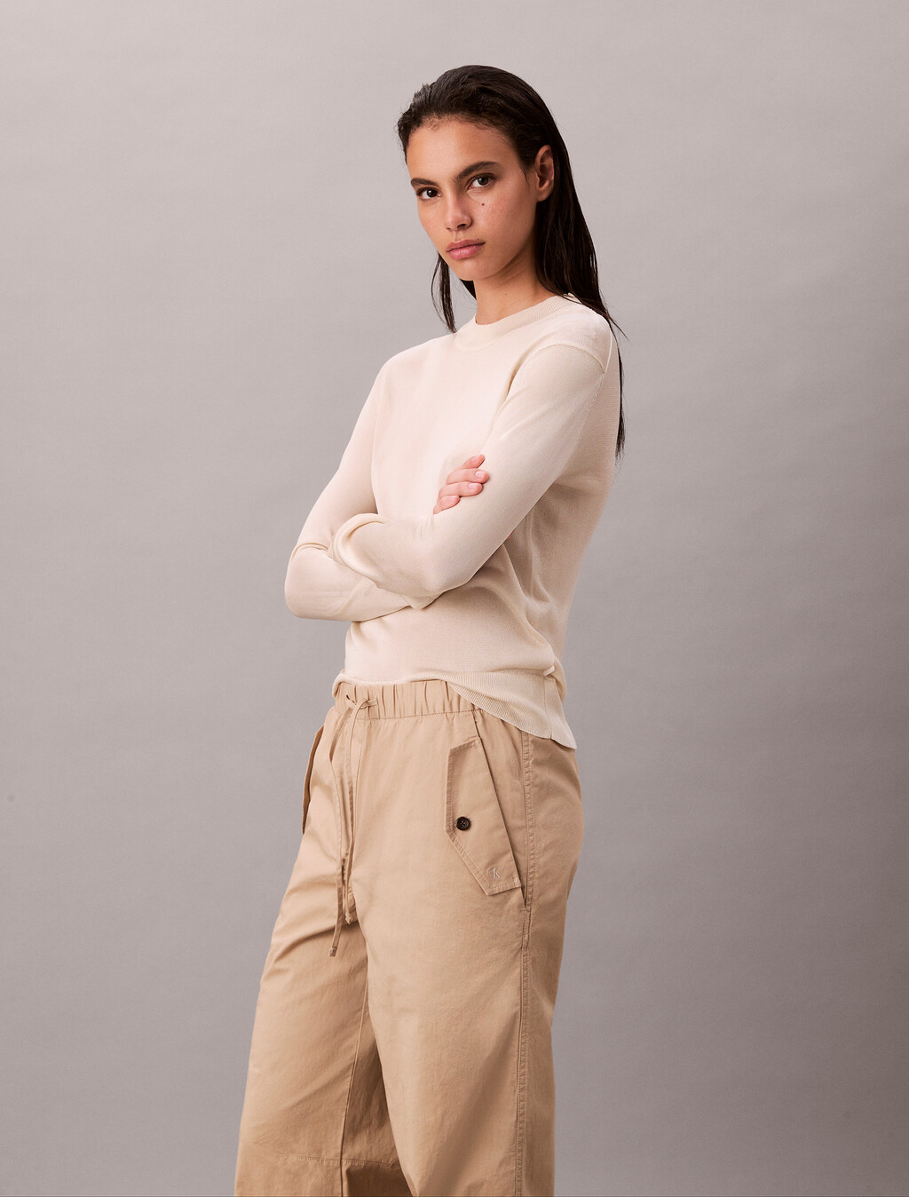 Pantalones de Gabardina de Algodón