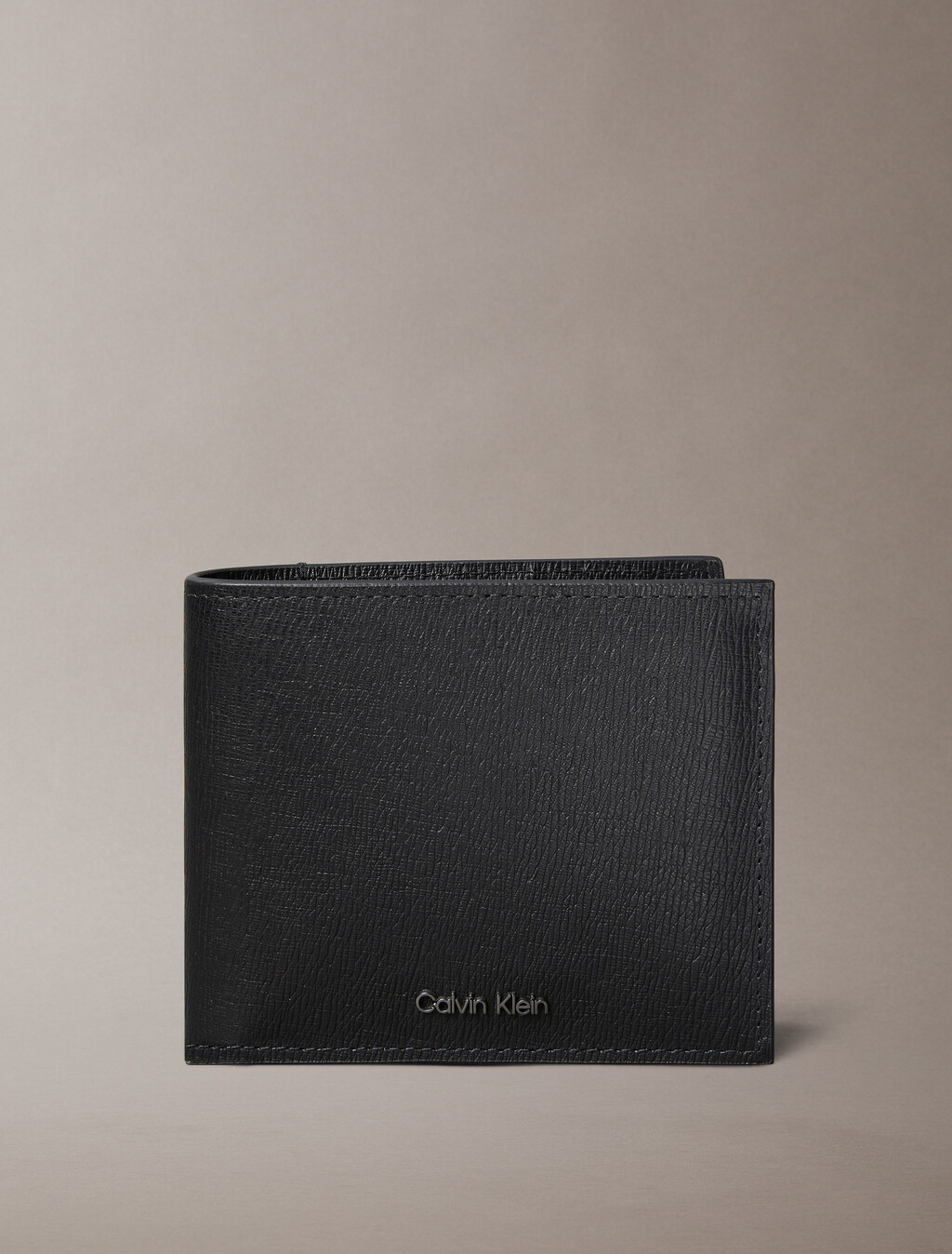 Billetera doble con bolsillo para monedas de cuero Saffiano