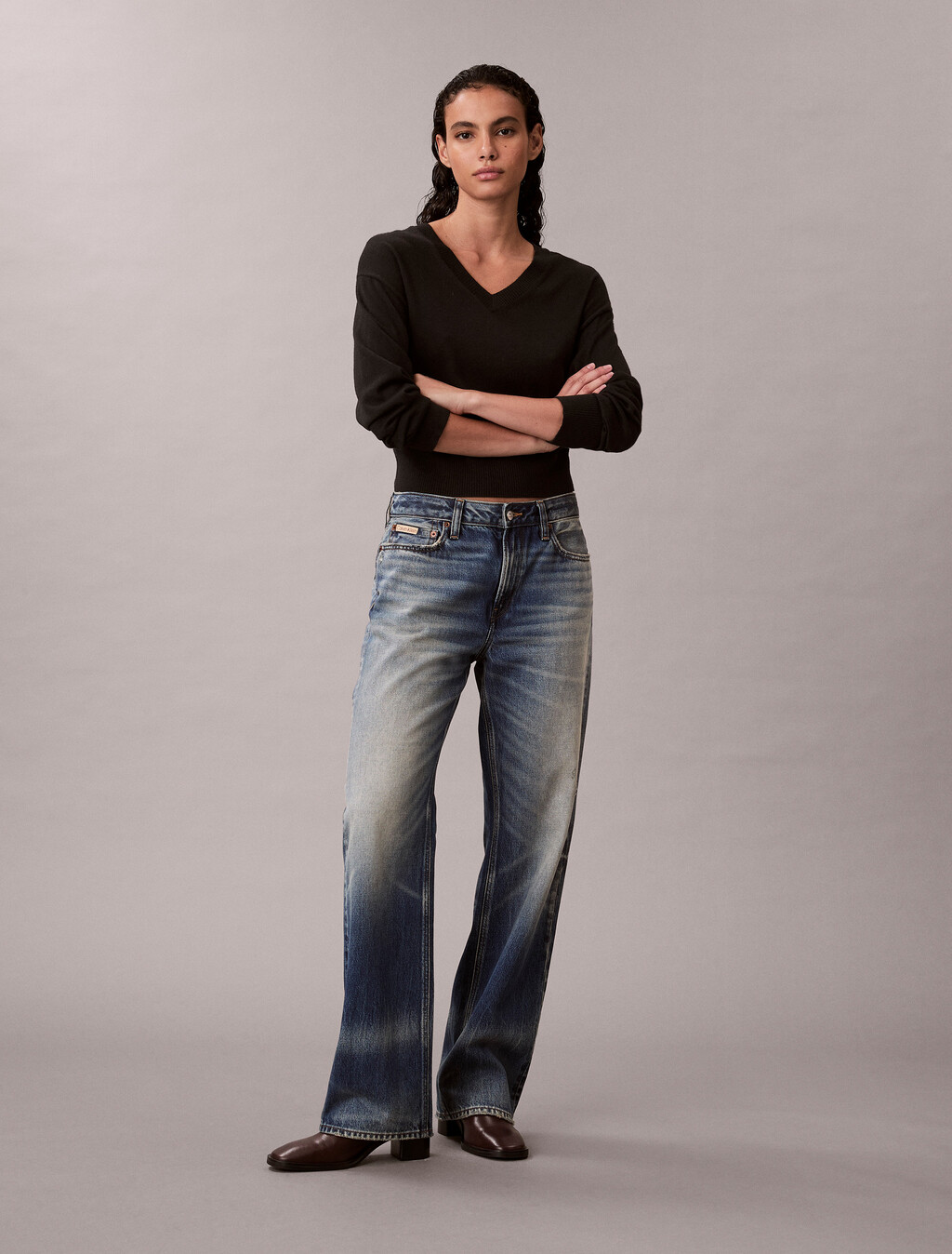 Pantalones vaqueros rectos de los 90, firma