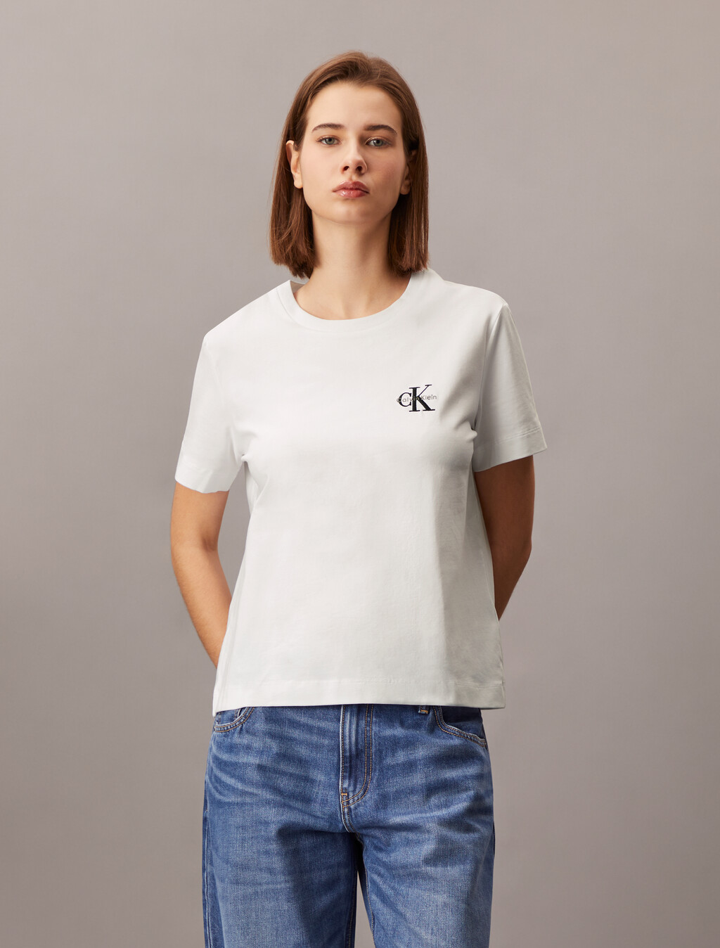 Camiseta de punto elástico con monograma Core Essentials