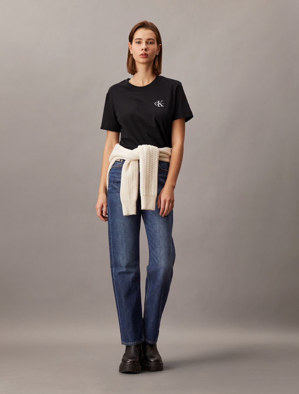 Camiseta de punto con bordado de monograma Core Essentials