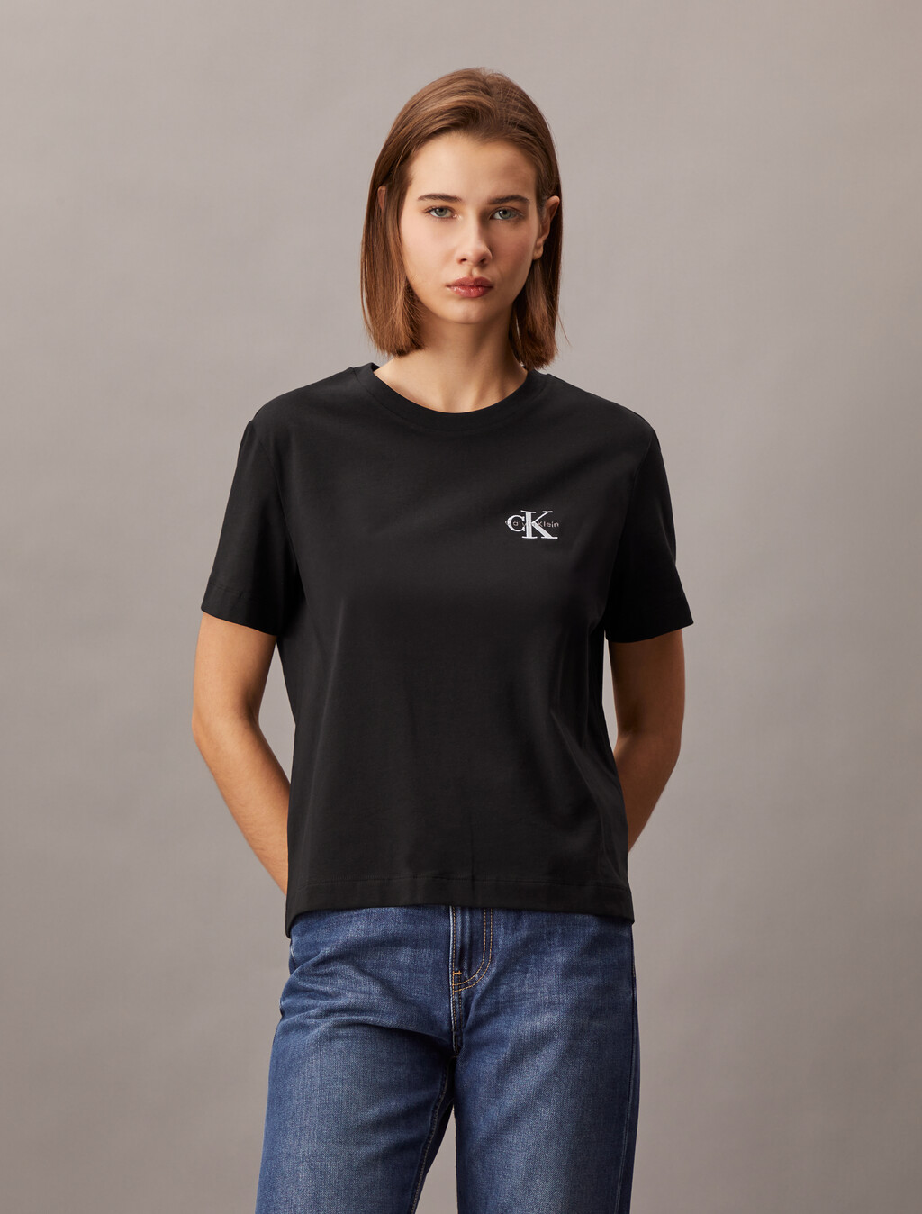 Camiseta de punto con bordado de monograma Core Essentials