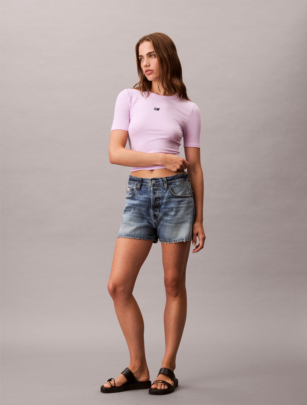 Camiseta de punto elástico con logo CK