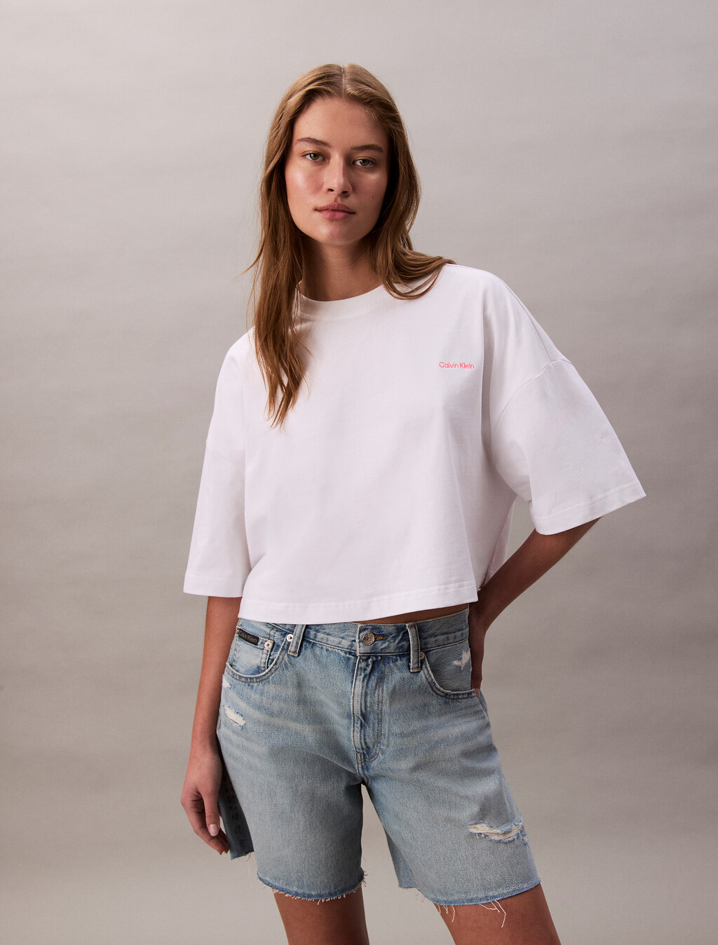 Camiseta Corta de Jersey con Corte Rectangular