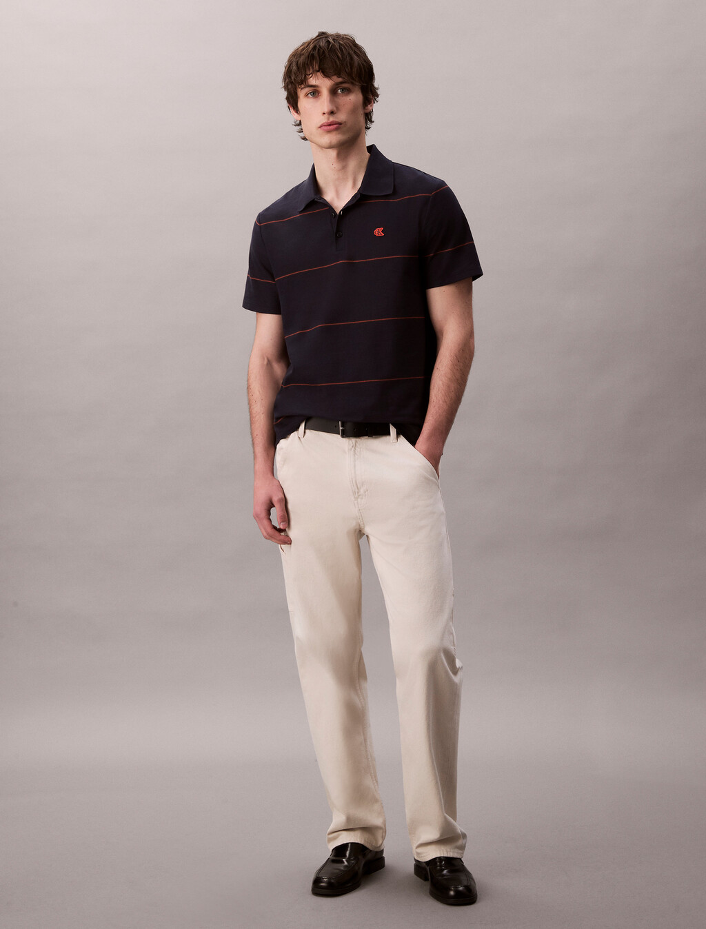 Camiseta polo fácil con estampado de rayas texturizadas