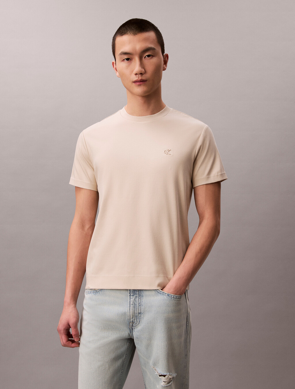 Camiseta de cuello redondo de algodón Supima de doble punto premium