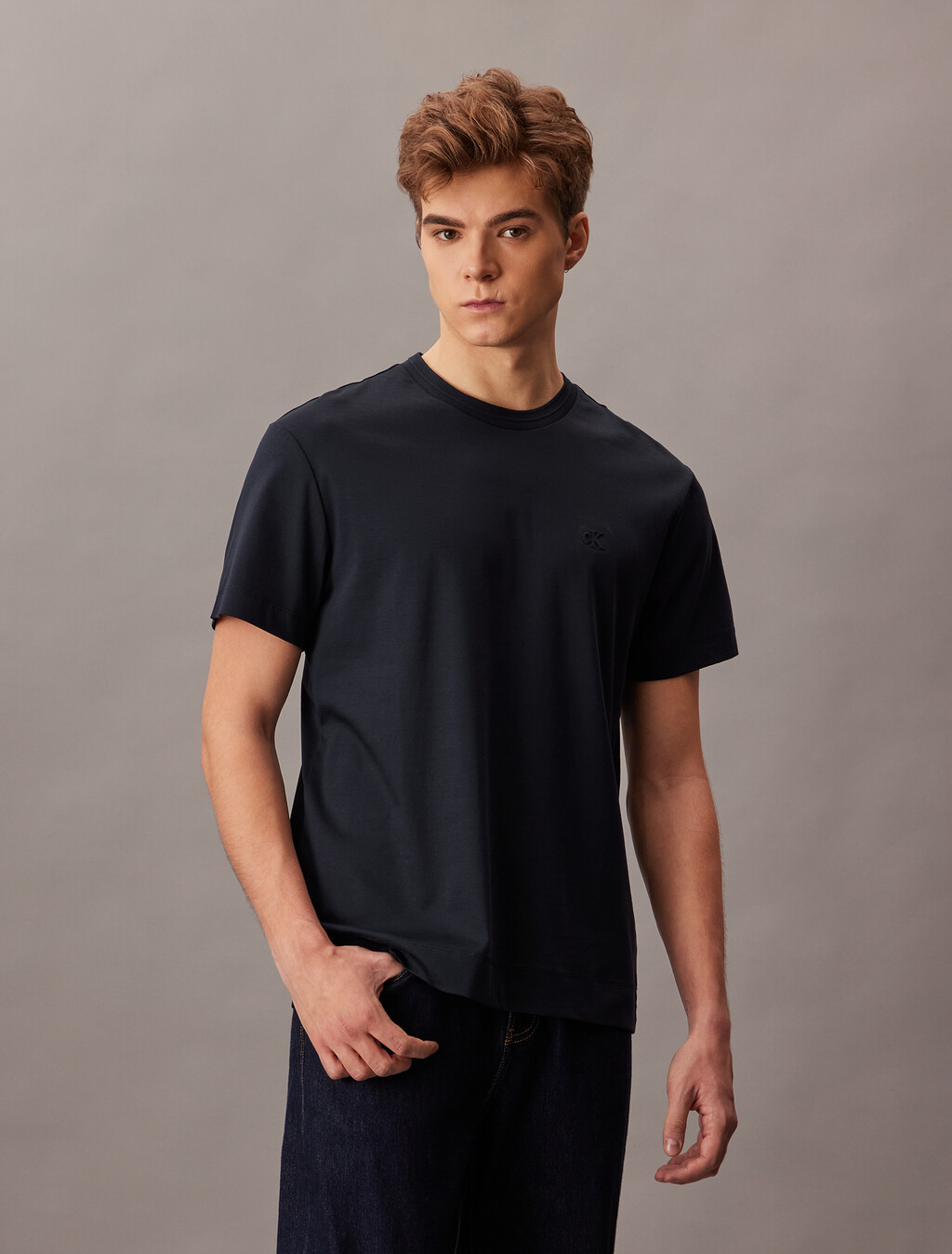Camiseta de cuello redondo de algodón Supima de doble punto premium