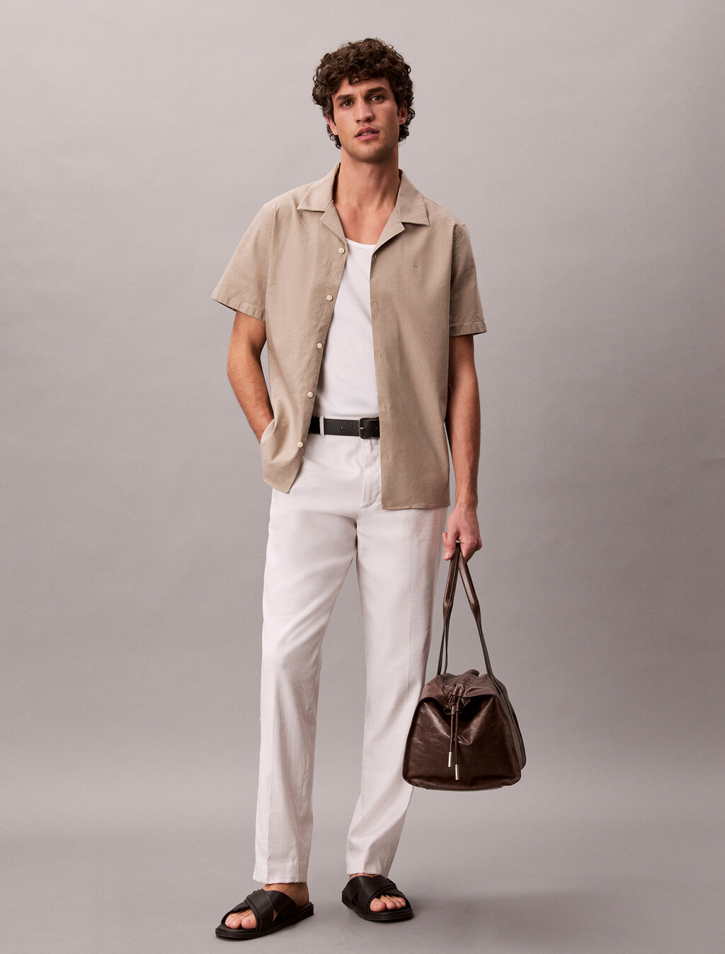 Camisa clásica de lino y lyocell
