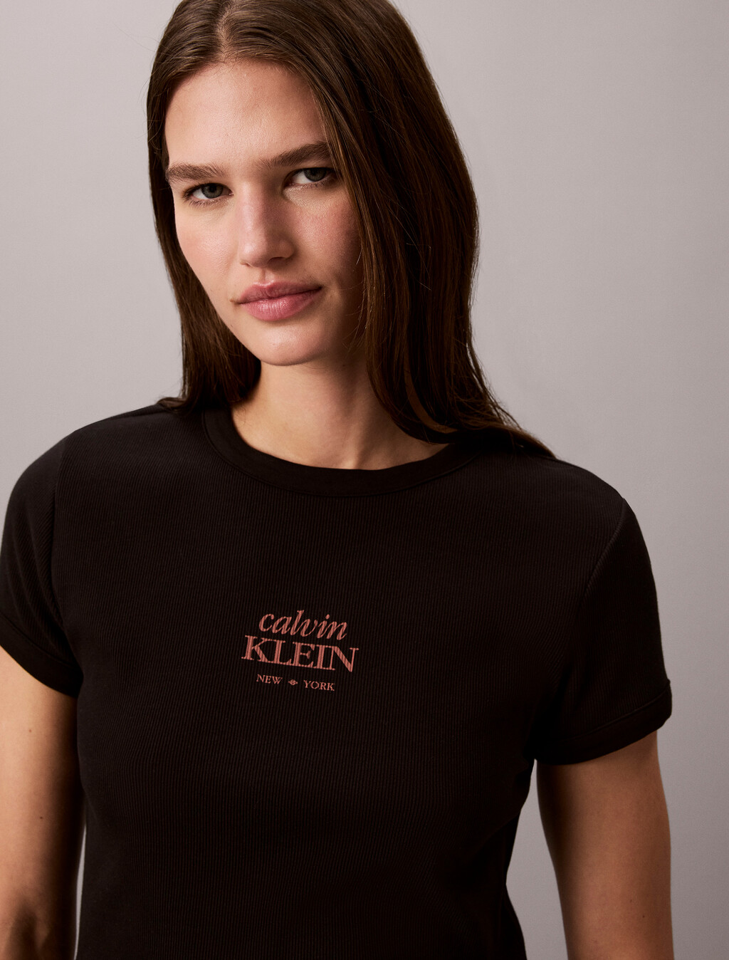 Camiseta de algodón con ribetes y logo slim