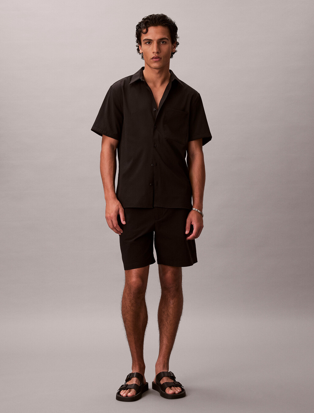 Camisa de manga corta de seersucker