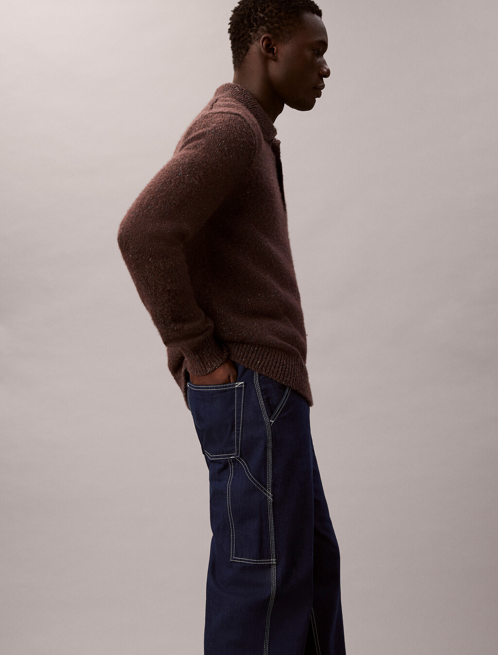Pantalones vaqueros de carpintero con dobladillo en denim