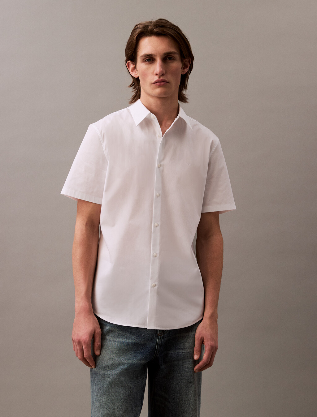 Camisa ajustada de algodón elástico