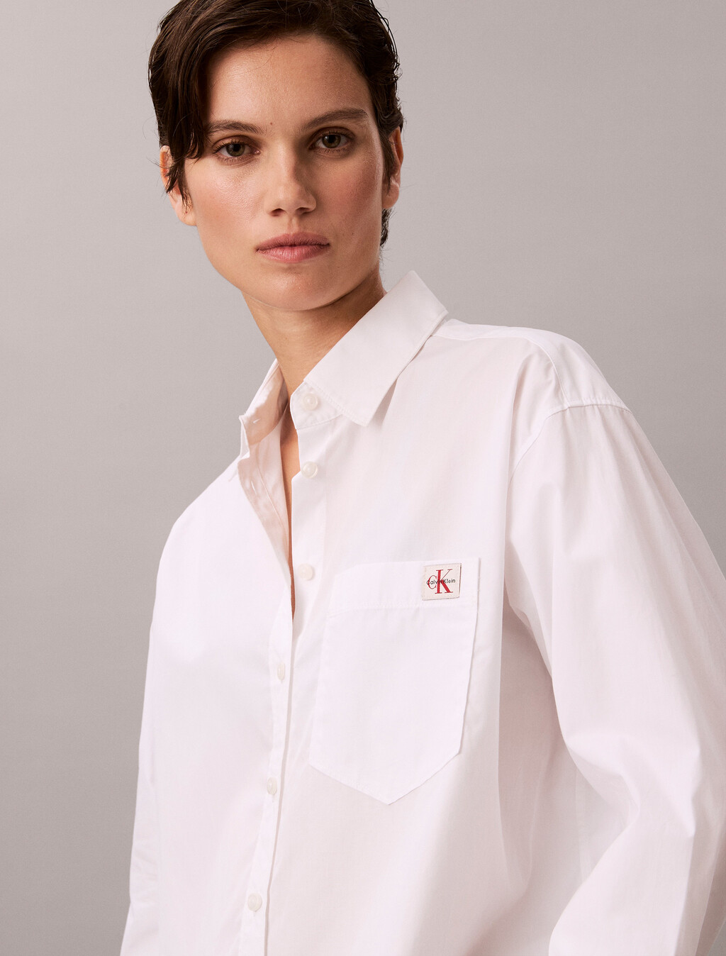 Camisa de popelín de algodón holgada