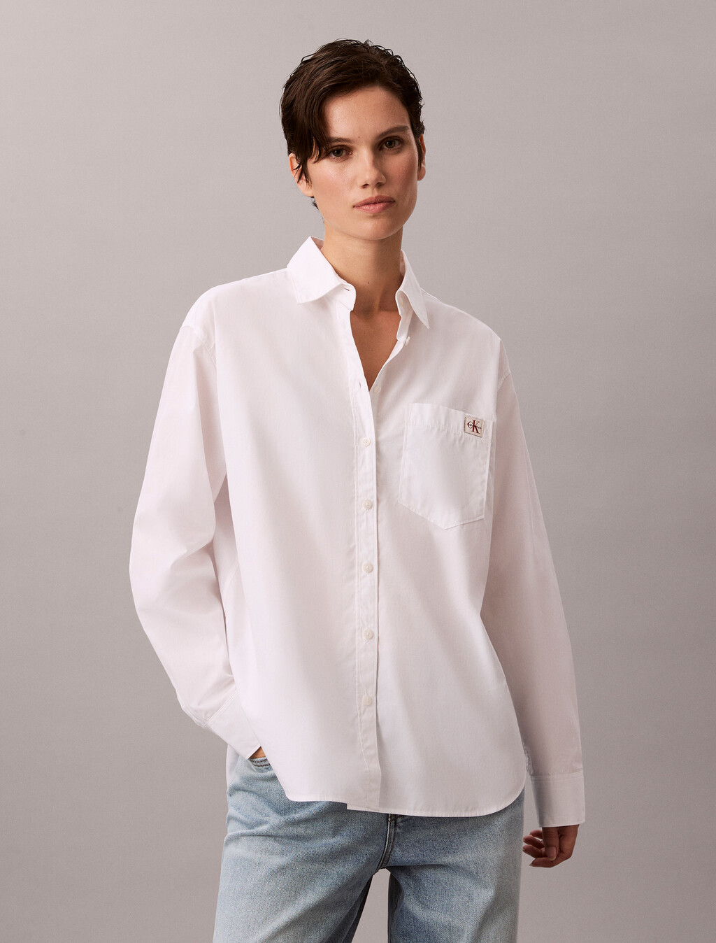 Camisa de popelín de algodón holgada