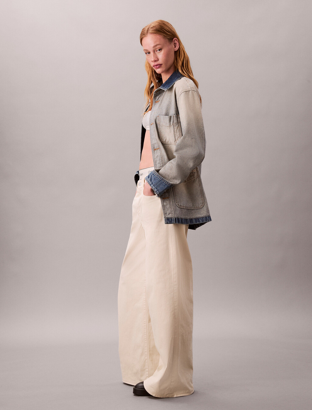 Pantalones de Tafetán de Pierna Super Ancha