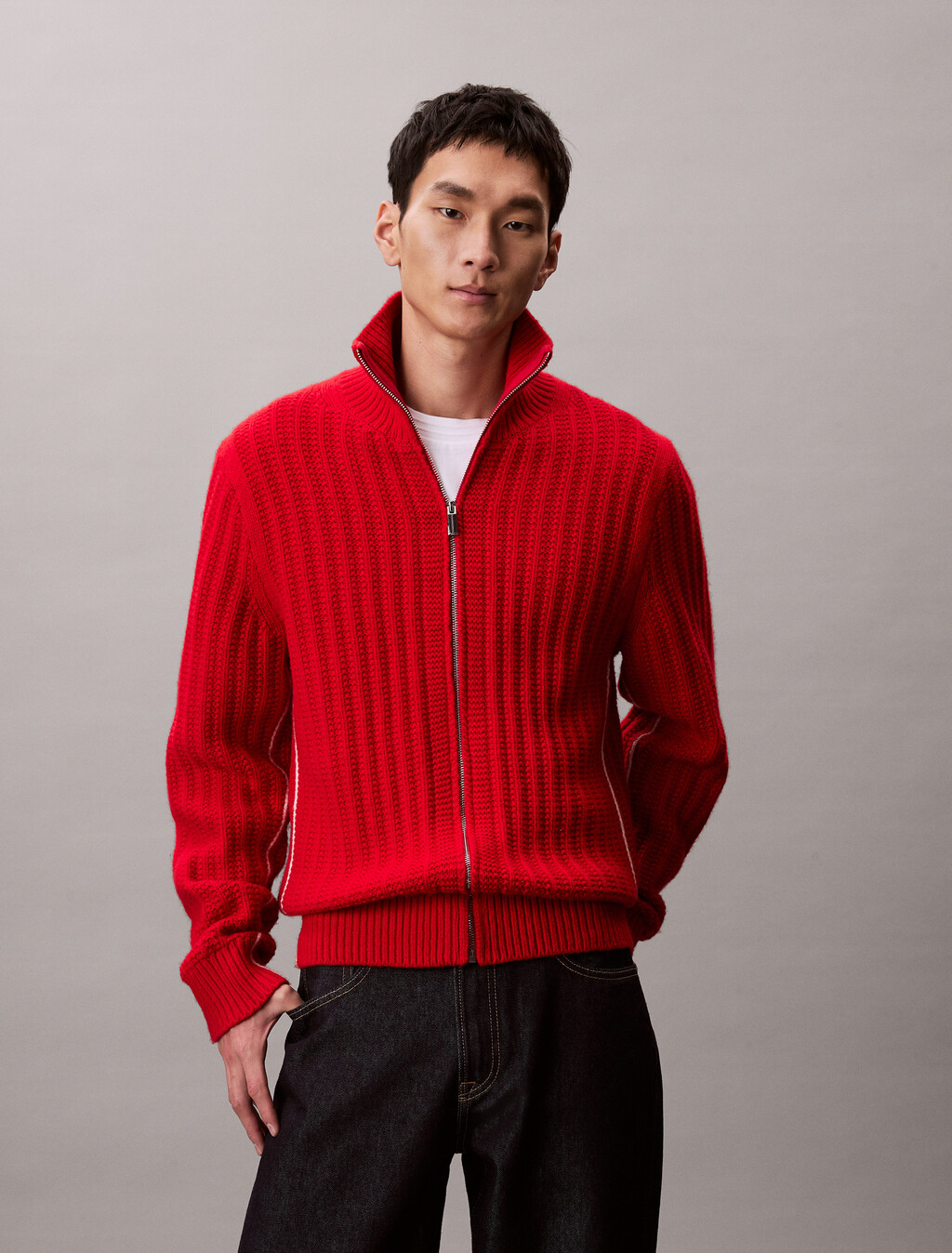 Suéter de cuello alto de cashmere con cremallera para Año Nuevo Lunar