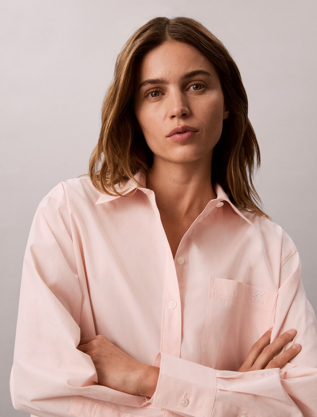 Camisa de popelín de algodón holgada