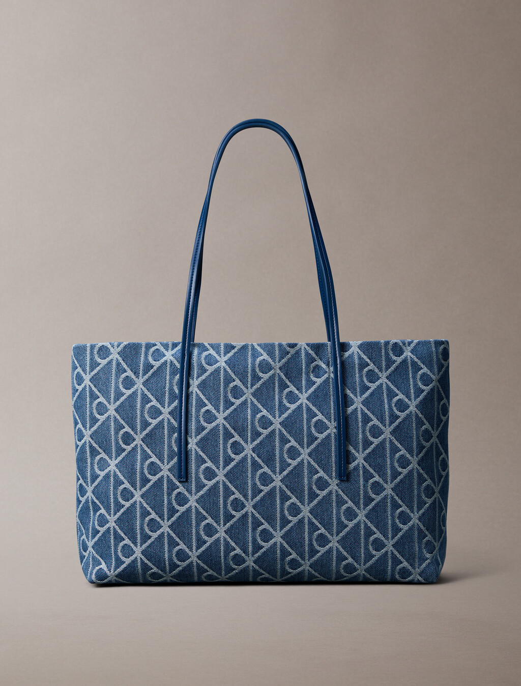 Bolso bandolera de denim jacquard grande con bolsillo