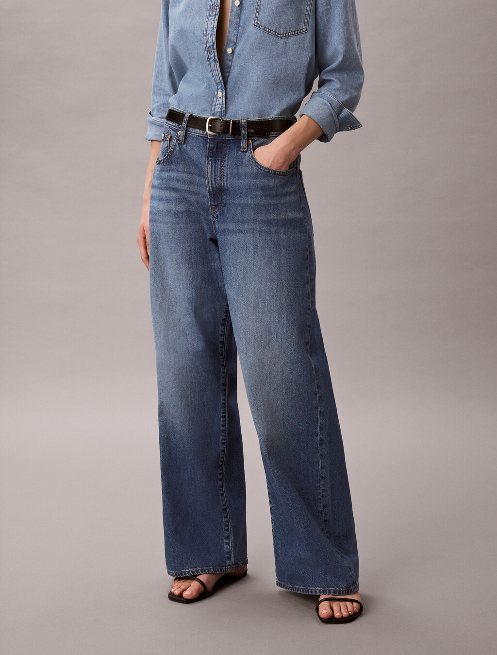 Pantalones vaqueros de lino de pierna ancha