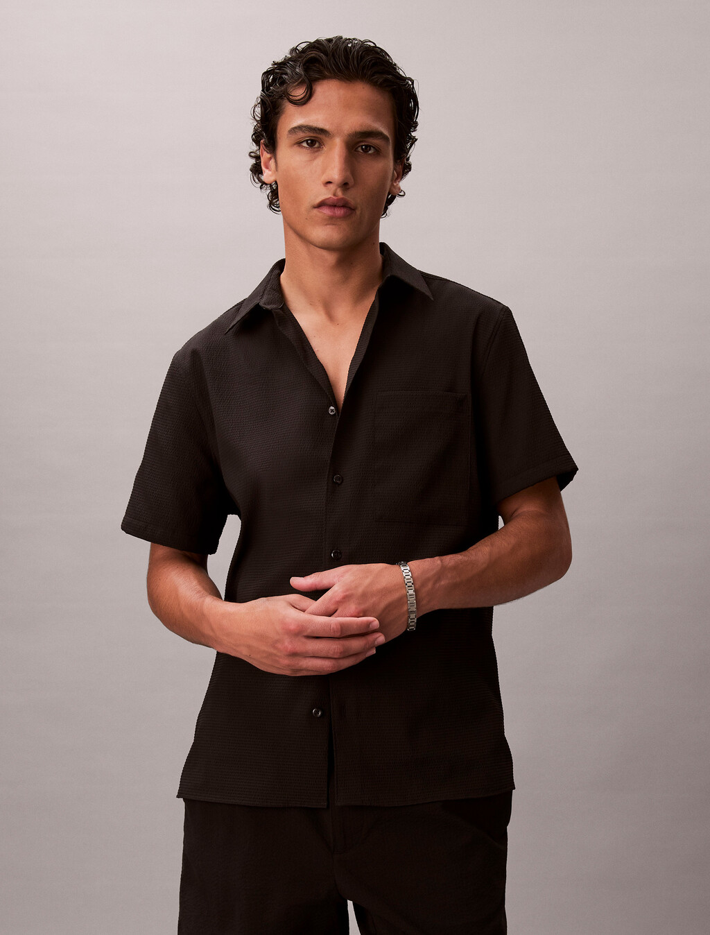 Camisa de manga corta de seersucker