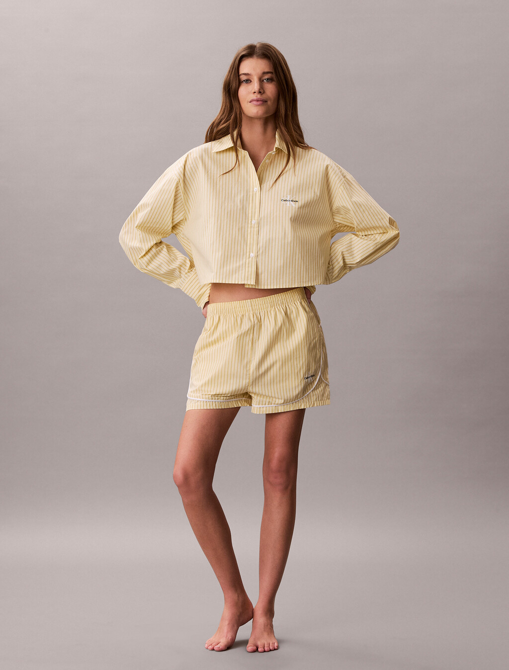 Pijama corto de popelín de algodón