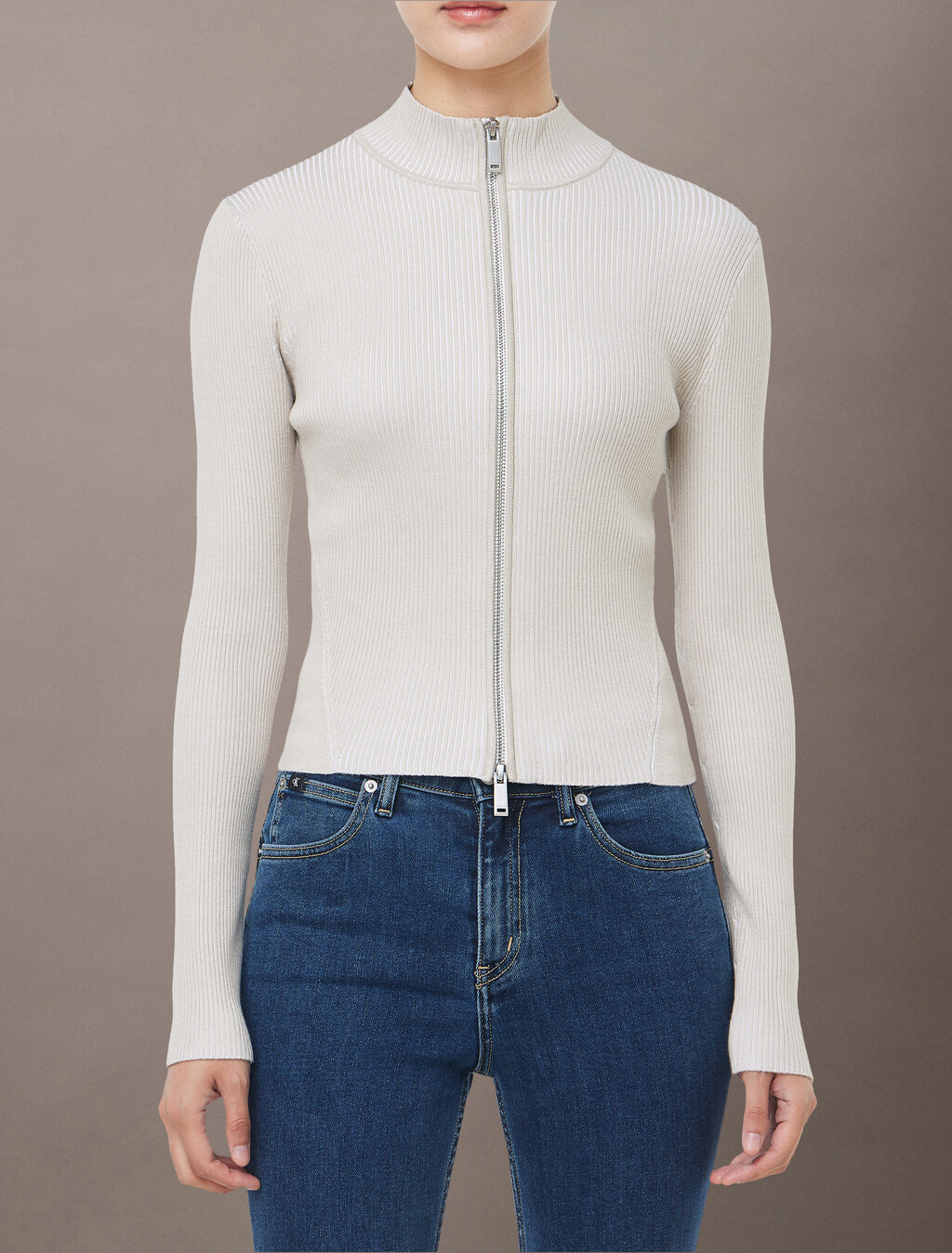 Cardigan de punto con corte escultórico con cremallera