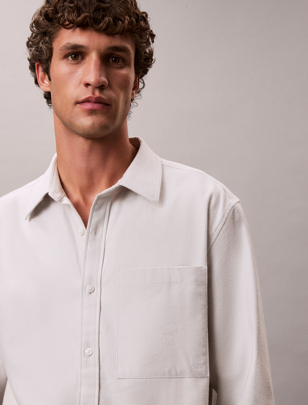 Camisa de franela melange con botones fáciles