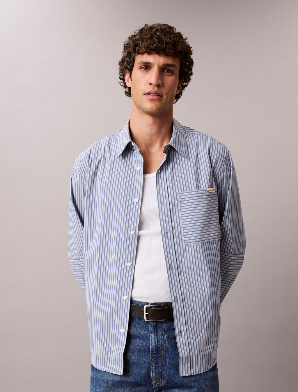 Camisa Relajada con Rayas Coolmax
