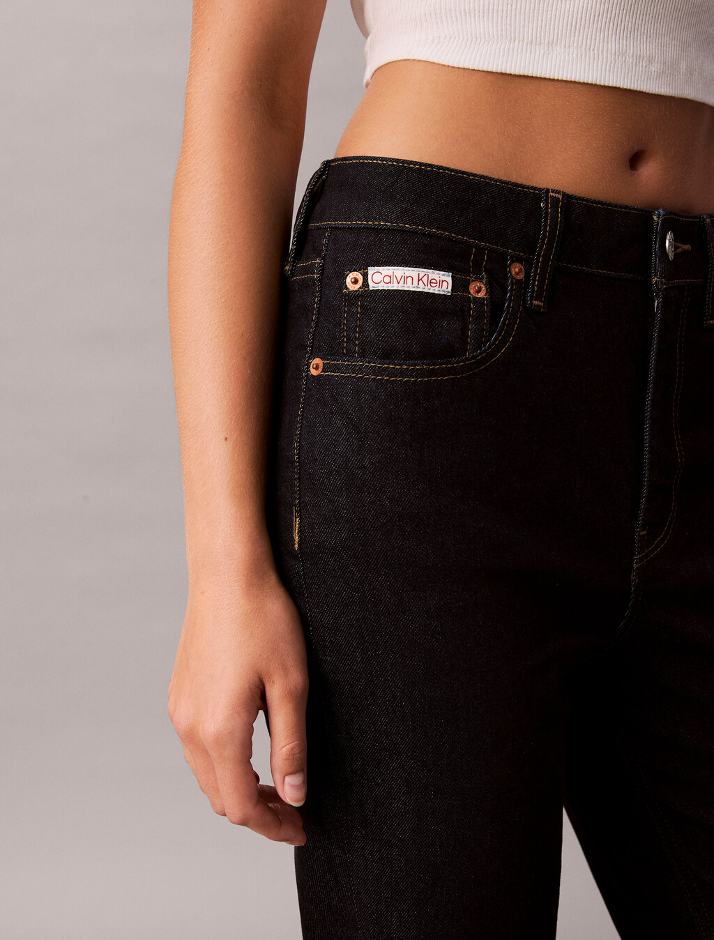 Jeans Pitillo de Cintura Alta con Pierna Abierta