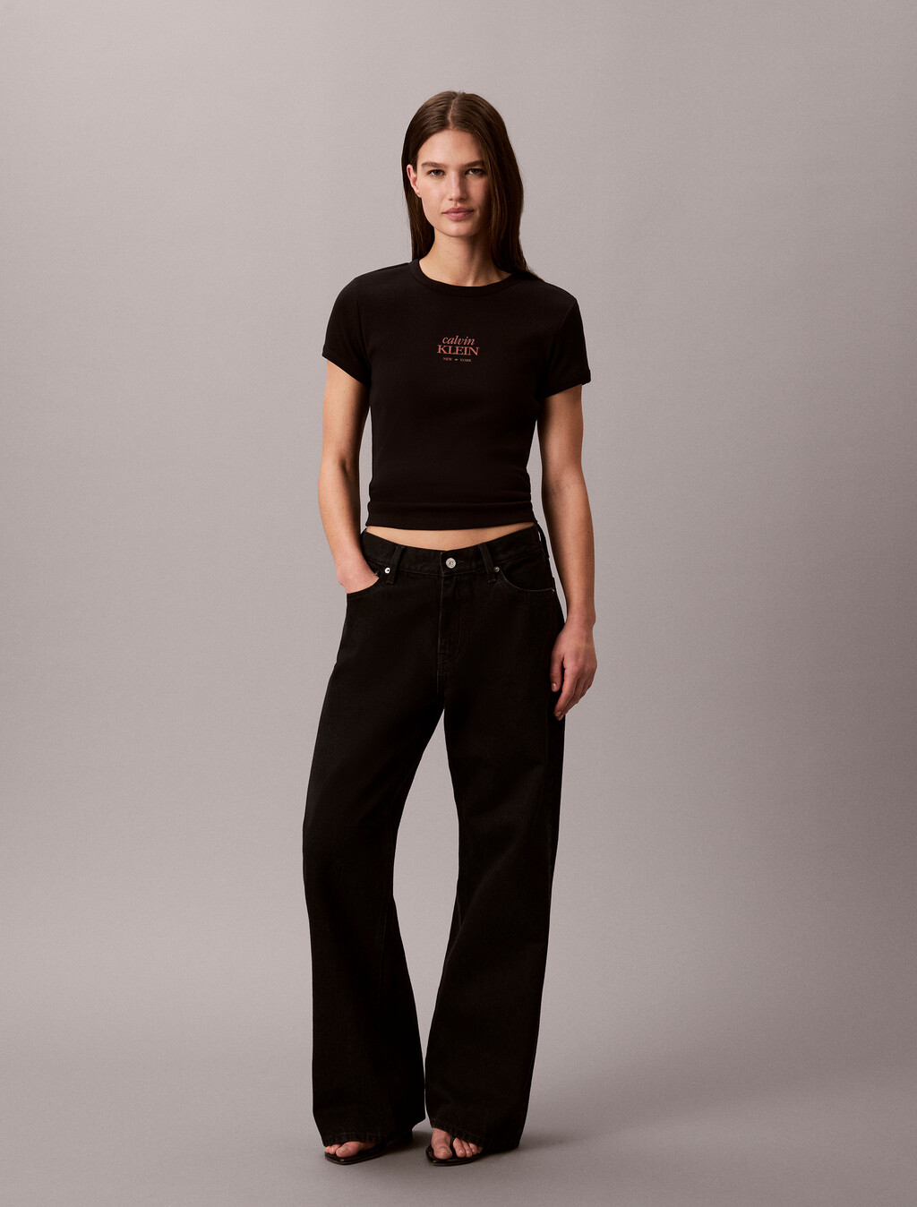 Camiseta de algodón con ribetes y logo slim