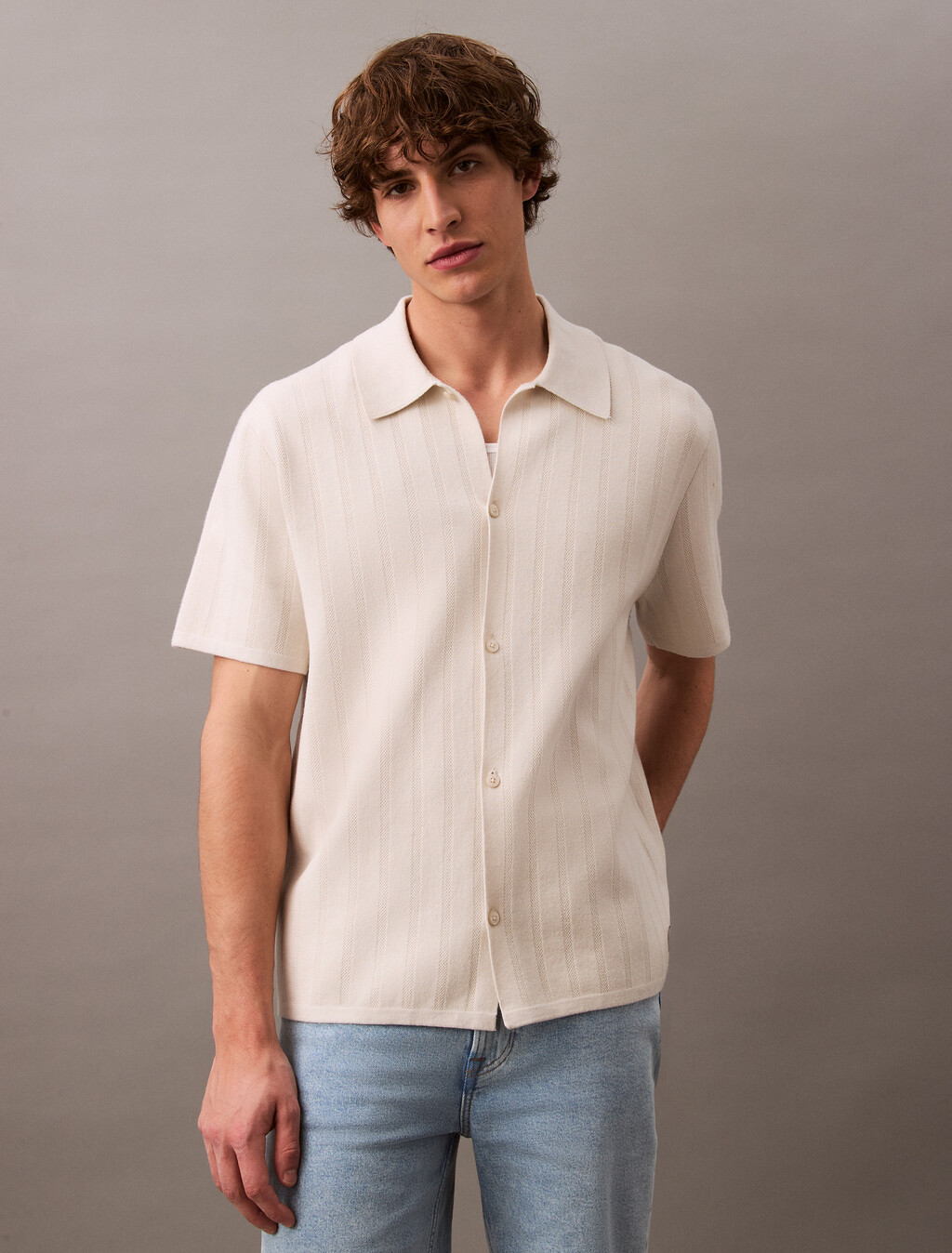 Camisa de manga corta de malla jacquard