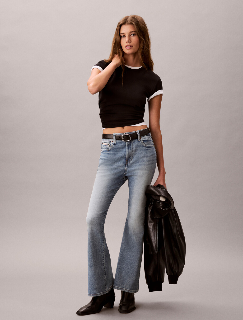 Pantalones vaqueros con corte alto y abertura 37.5
