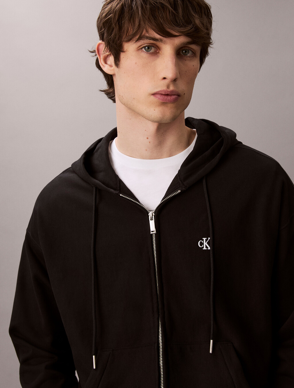 Sudadera con cremallera tipo relajado de terciopelo premium