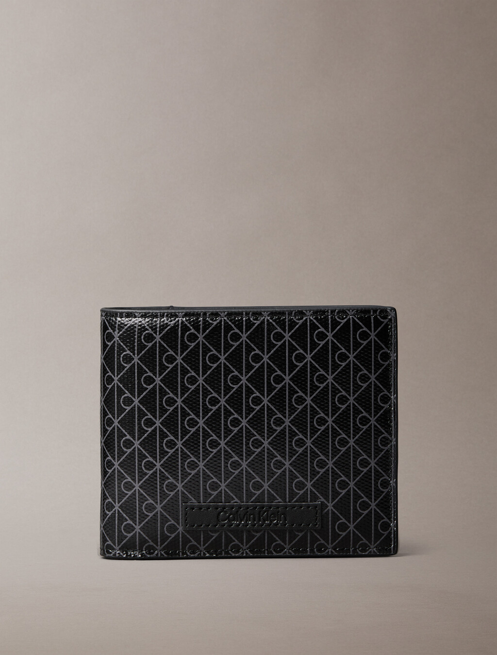 Billetera de doble pliegue con bolsillo para monedas con estampado de monograma