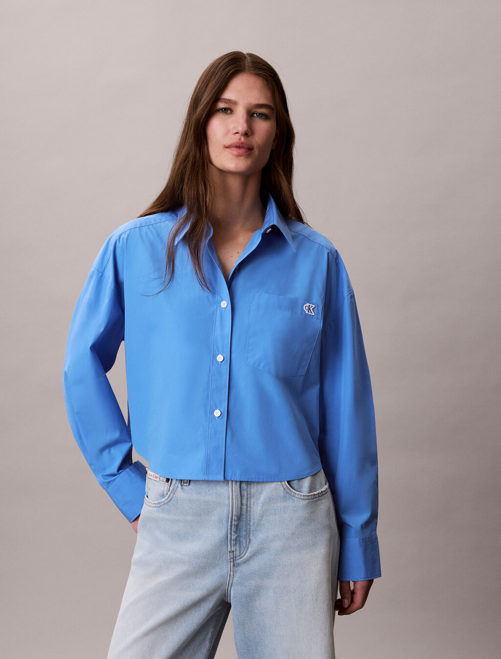 Camisa Corta de Popelín de Algodón