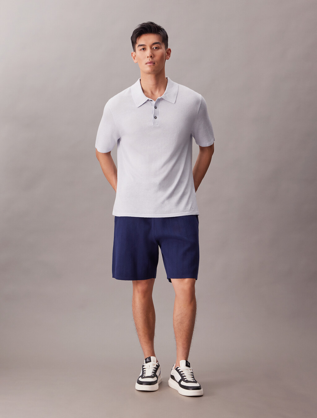 Camiseta polo clásica de mezcla de lino