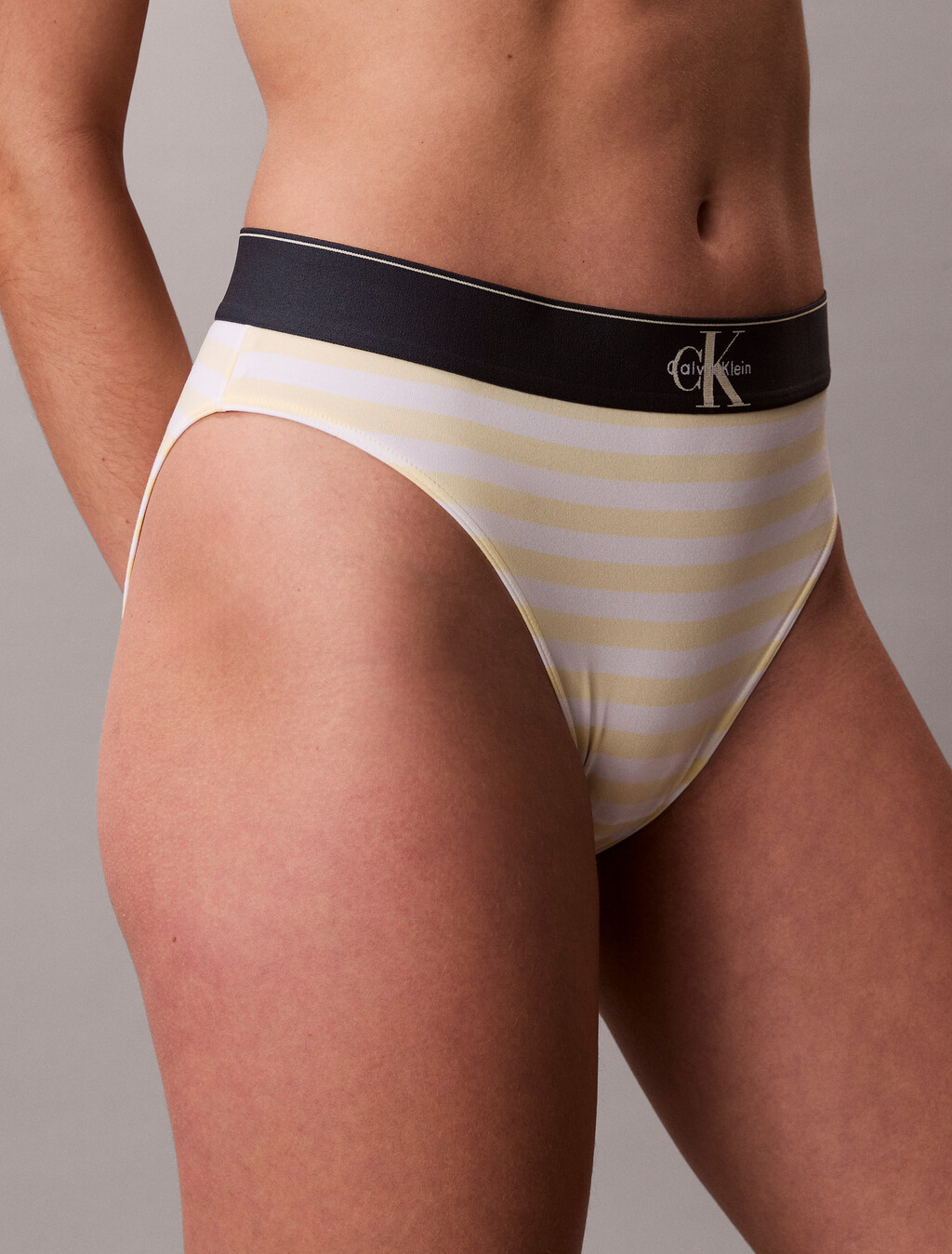 Briefs de bikini de cintura alta - Microfibra elástica con estampado de monograma
