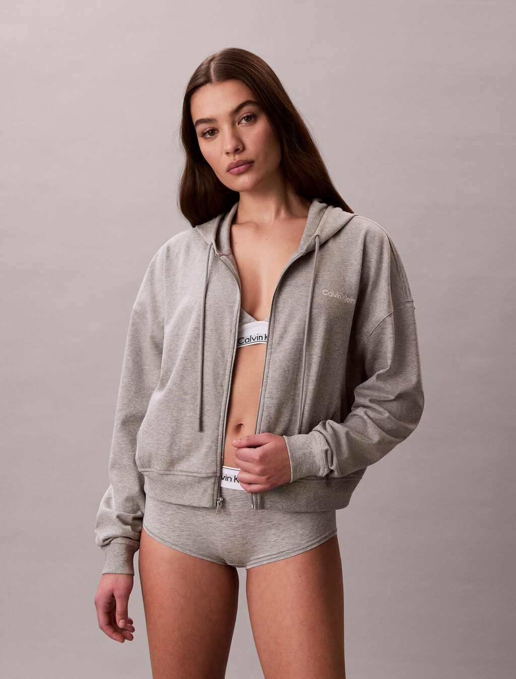 Sudadera con cremallera y capucha de algodón con logo