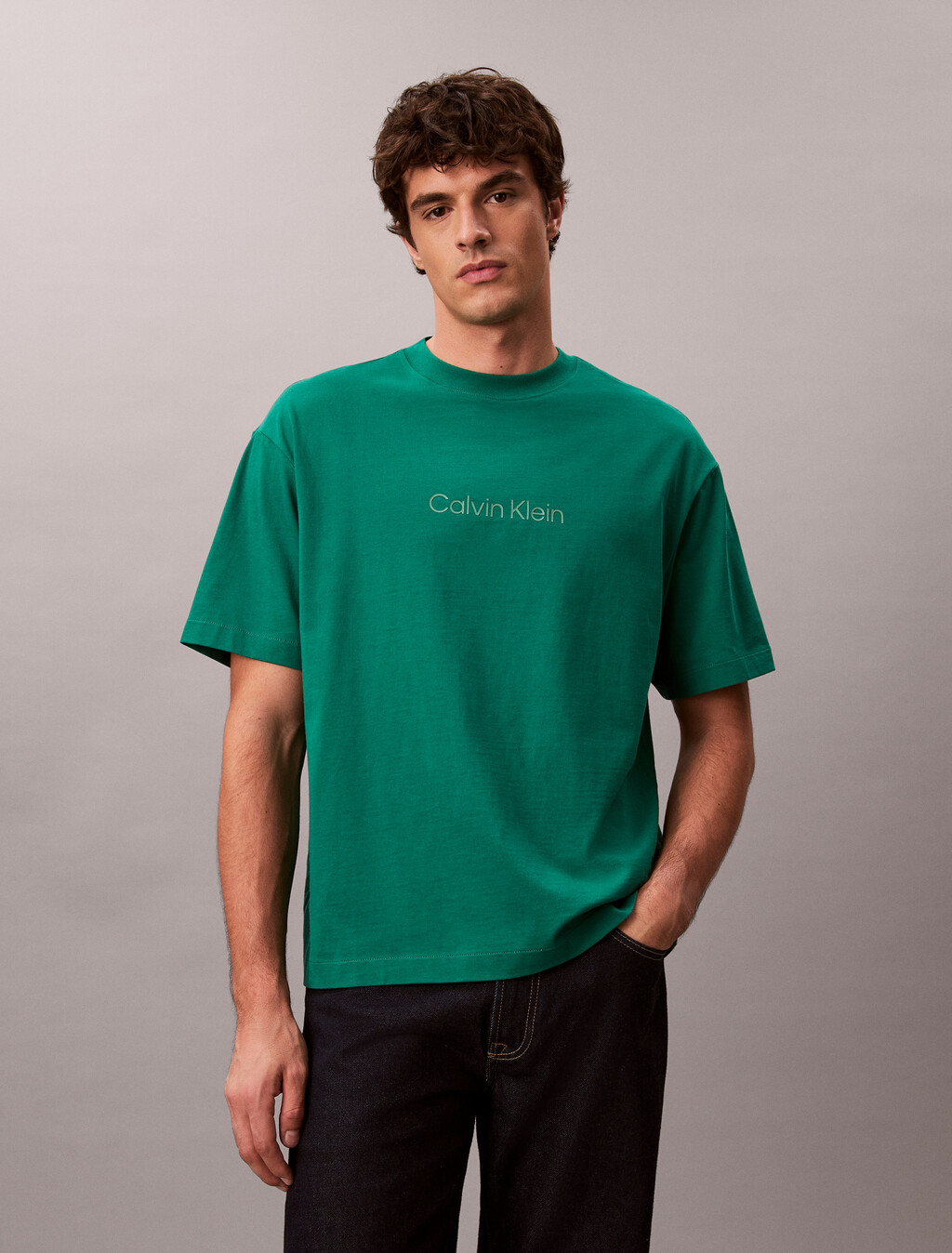 Camiseta de cuello redondo con logo de Calvin