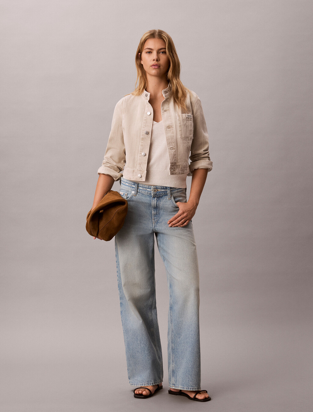 Pantalones vaqueros holgados con cinta de logotipo de bajo corte