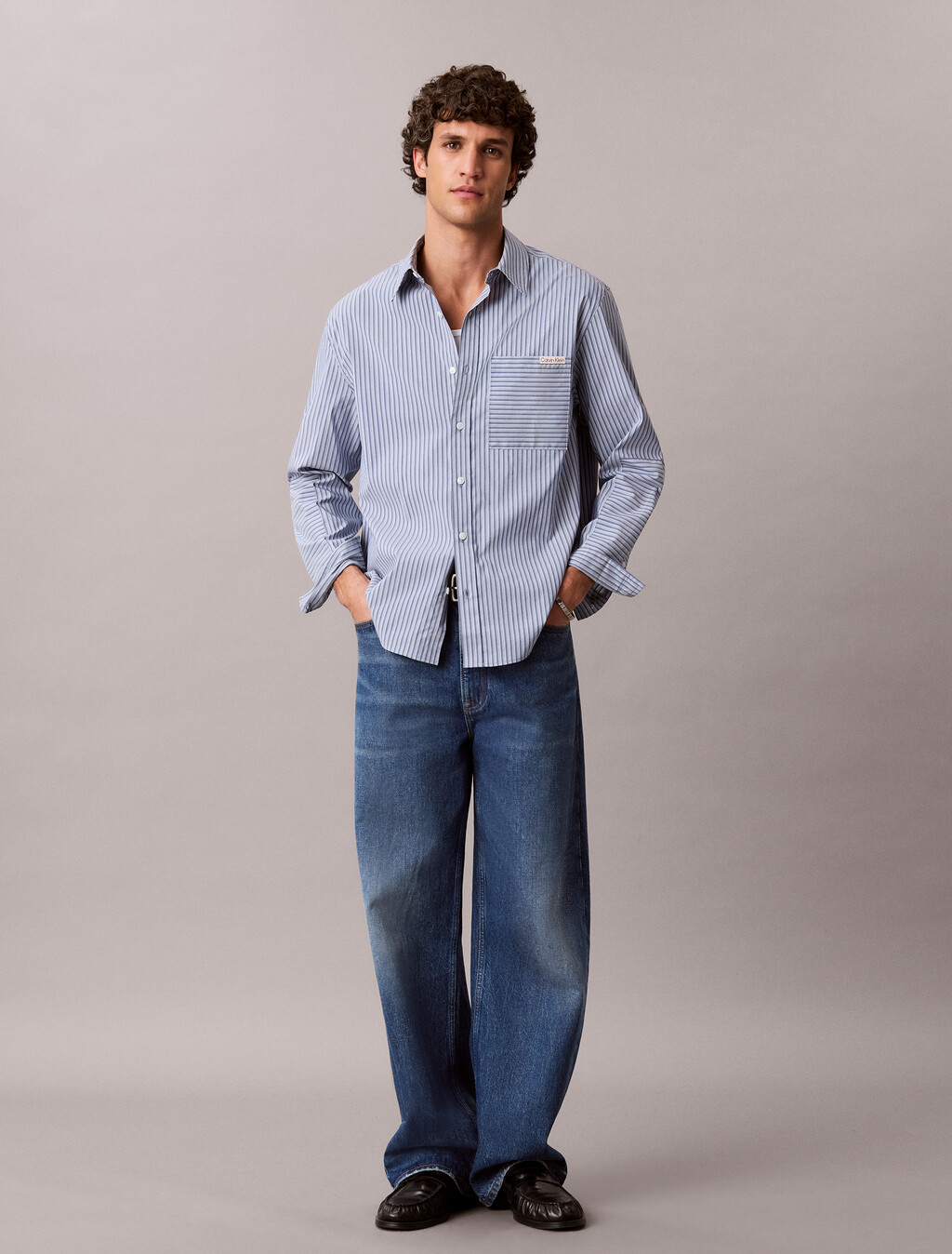 Camisa suelta con rayas Coolmax