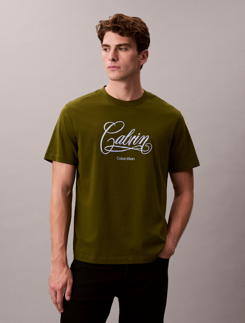 Camiseta holgada con estampado de logo Script