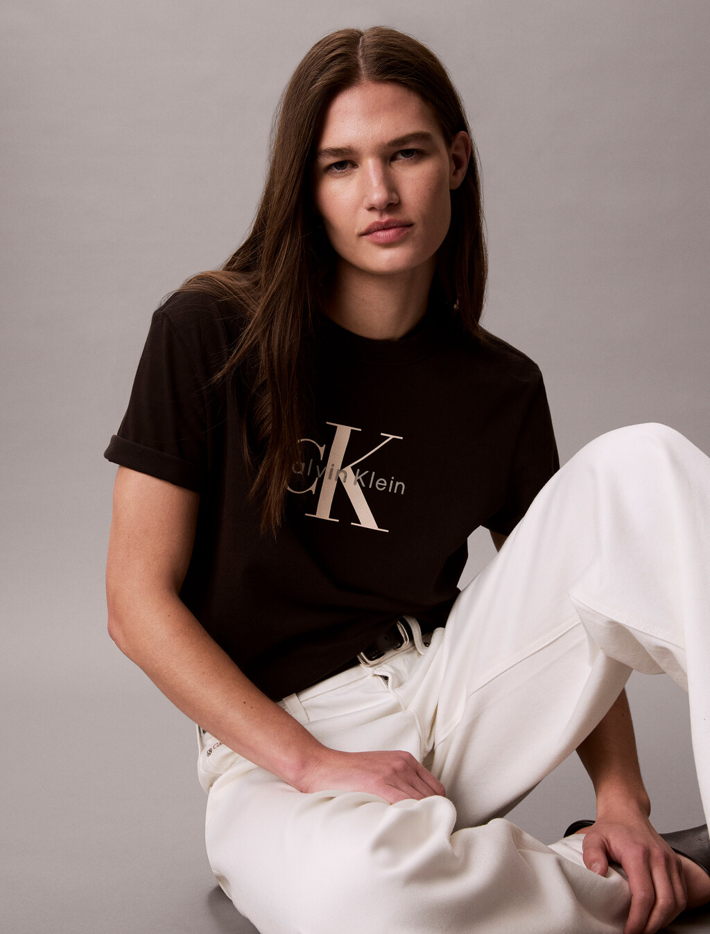 Camiseta de algodón lavado con monograma